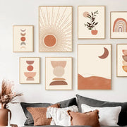 Decorbites™ bohemian wall art canvas painting featuring minimalist earth-toned abstract geometry with terracotta accents