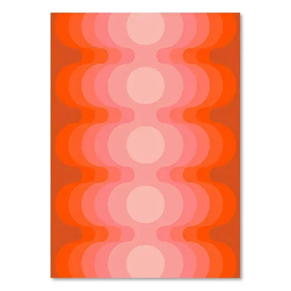 DecorBites™ boho art print featuring vibrant orange and pink concentric circles for living room decor