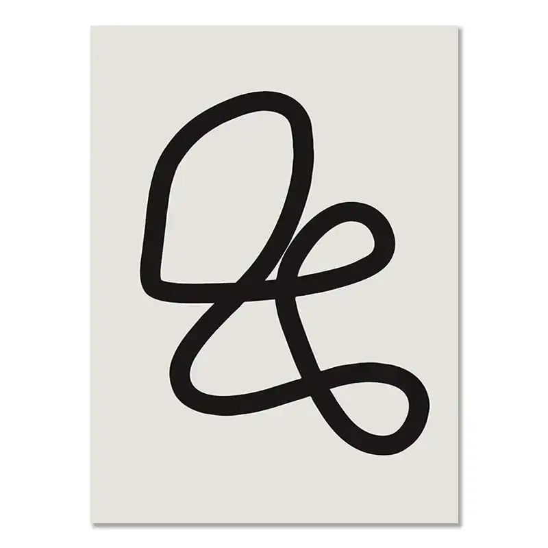 Decorbites™ boho geometric line canvas wall art featuring black abstract geometric line design on beige canvas
