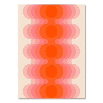 Decorbites™ boho sunset rainbow art prints canvas wall decor featuring concentric wavy circles in orange and pink tones