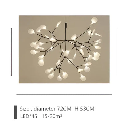 Modern black metal DecorBites™ branch design chandelier with 45 frosted led bulbs in rose gold black finish