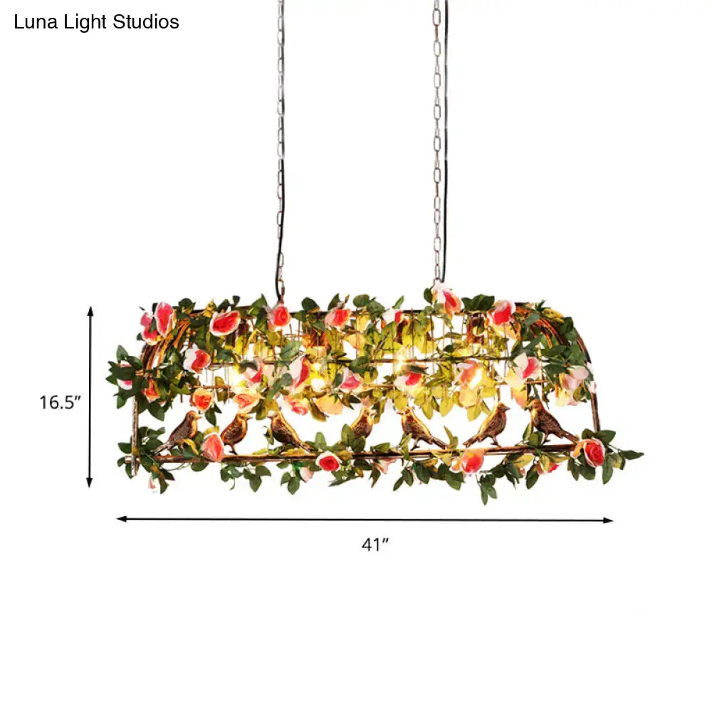 Decorbites brass birdcage light fixture with floral design features artificial roses birds and e26 e27 bulbs suspended by chains