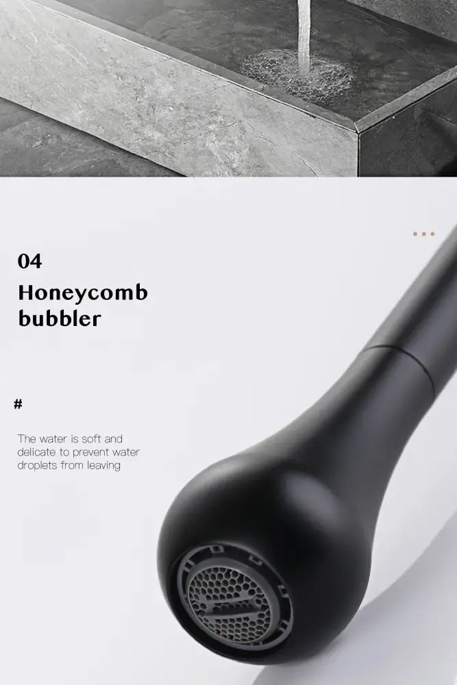 Black matte-finished honeycomb bubbler faucet head for decorbites™ brass black luxury single handle bathroom faucet