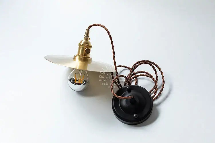 Vintage-style decorbites brass chandelier pendant light with brass finish, copper twisted cord, and exposed edison bulb