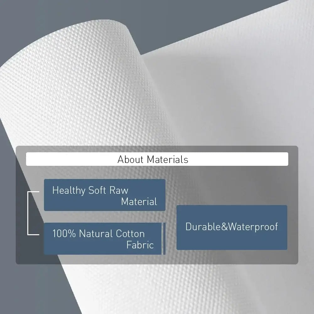 A roll of white textured 100 percent natural cotton fabric with waterproof finish for geometric wall art decor