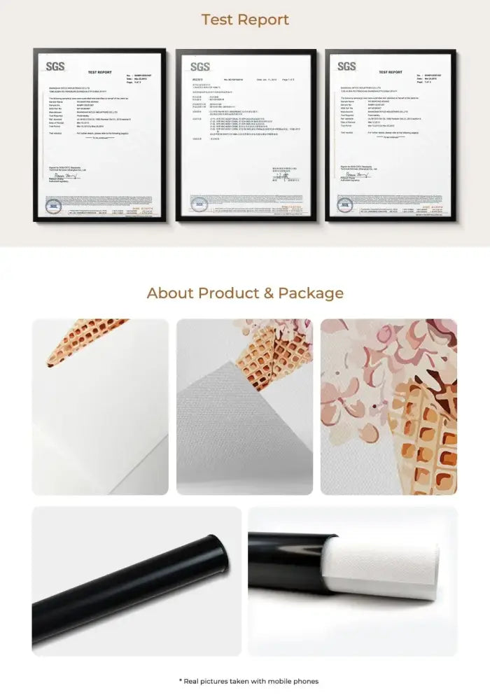 Black cylindrical pen with white grip section placed on bright orange DecorBites™ canvas painting for home decor