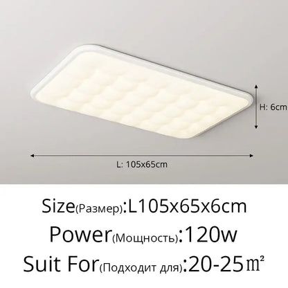 White rectangular led ceiling light with quilted textured surface and rounded edges decorbites bubble led design