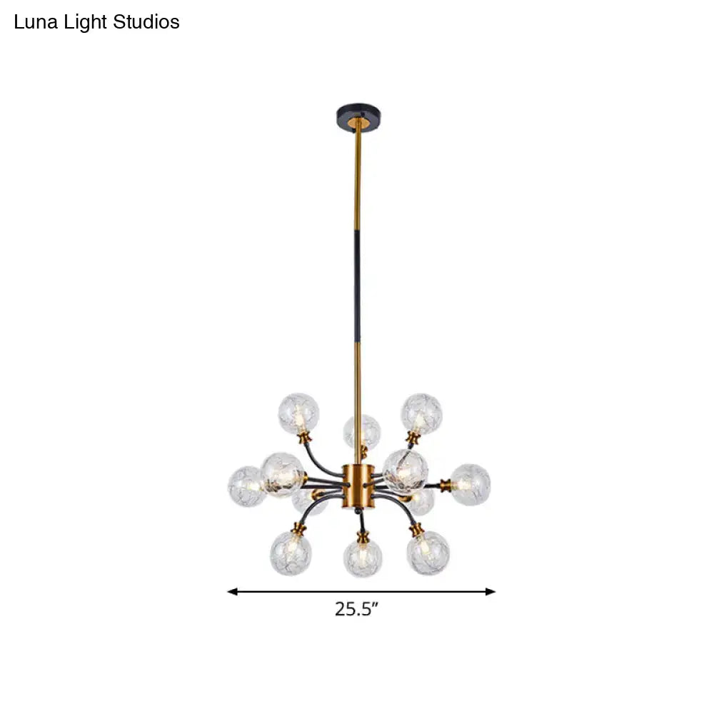 Decorbites™ bubble suspended lighting modern chandelier with clear glass globes curvy arm black and gold 220v-240v