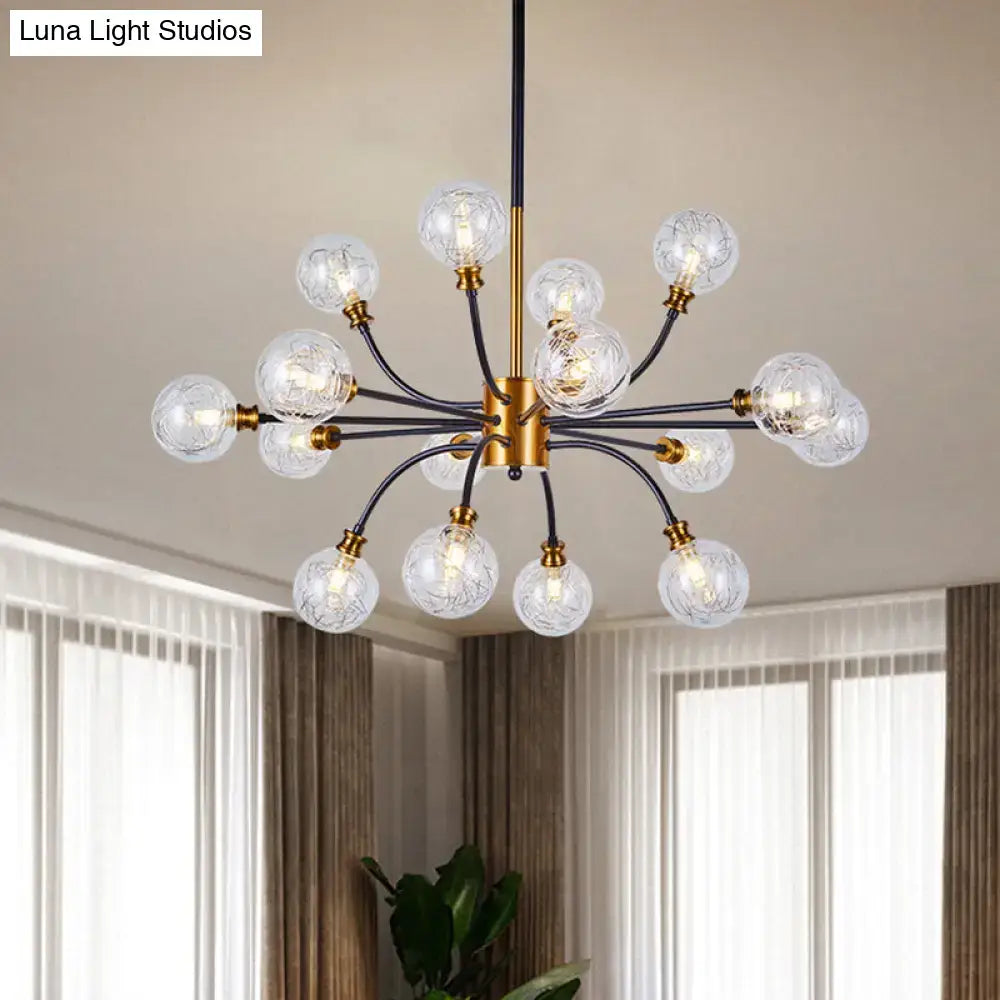 DecorBites bubble suspended lighting contemporary glass chandelier with 12 clear glass bulbs black curvy arm 220v-240v