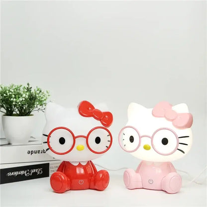 Two decorbites cartoon animal led night lights in red and pink with bows and glasses for bedroom use