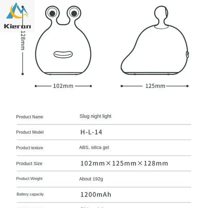 Decorbites cartoon slug night light white silicone bedroom lamp with a rounded body made of abs and silica gel