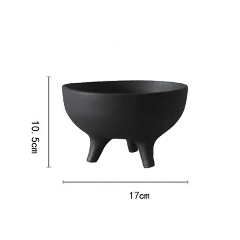 Decorbites™ black ceramic flower pot with three sturdy legs tripod stand for indoor plant display