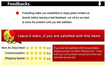 Red and yellow customer feedback graphic with cartoon holding heart for DecorBites ceramic-look plastic vase imitation pots