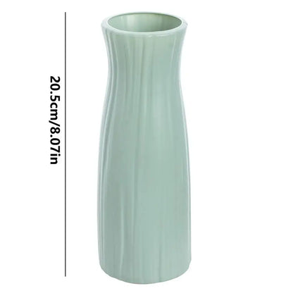 Decorbites ceramic-look plastic flower pot in soft mint green with vertical ribbed texture as vase imitation ceramic