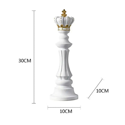 White and gold decorative chess king figurine 30cm tall with regal crown from DecorBites chess pieces figurines collection