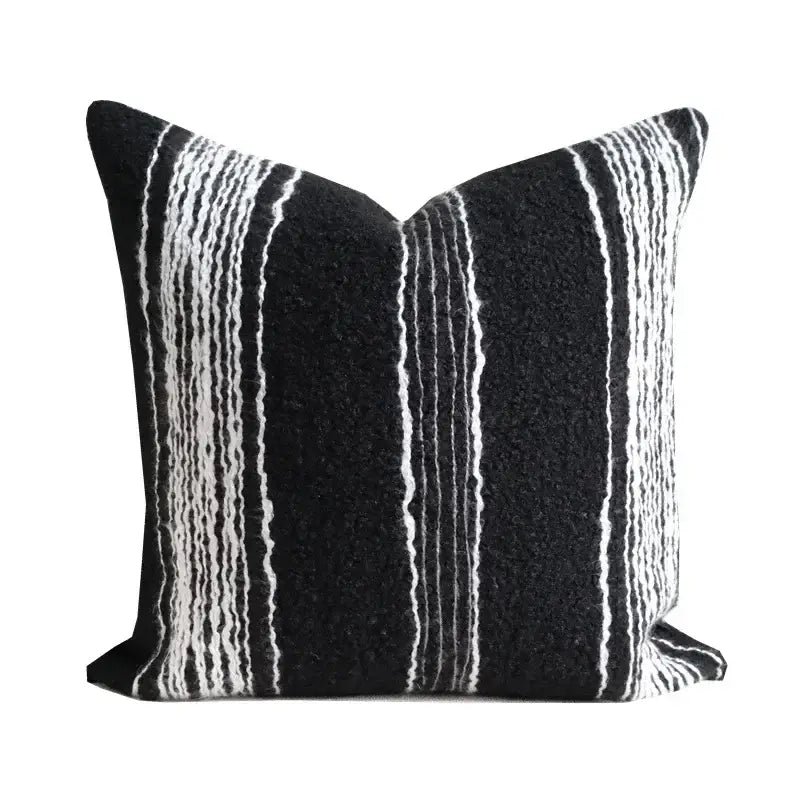 Decorbites chic pillow black and white striped wool-like textured pillow cover set for modern minimalist home decor