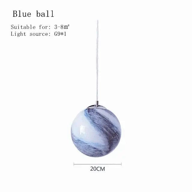 Decorbites™ children’s planet earth pendant lamp with 20cm blue and white marbled acrylic globe pendant lamp suspended by cord