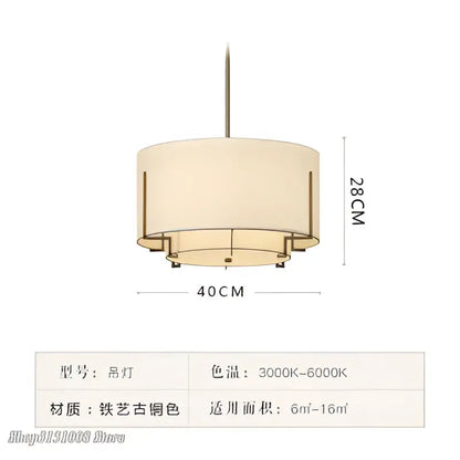 DecorBites™ modern minimalist living pendant lamp with beige fabric shade brass frame for minimalist living room