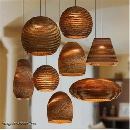 Warm-toned ribbed paper lantern pendant lights in various shapes by decorbites pendant lights for personalized decor