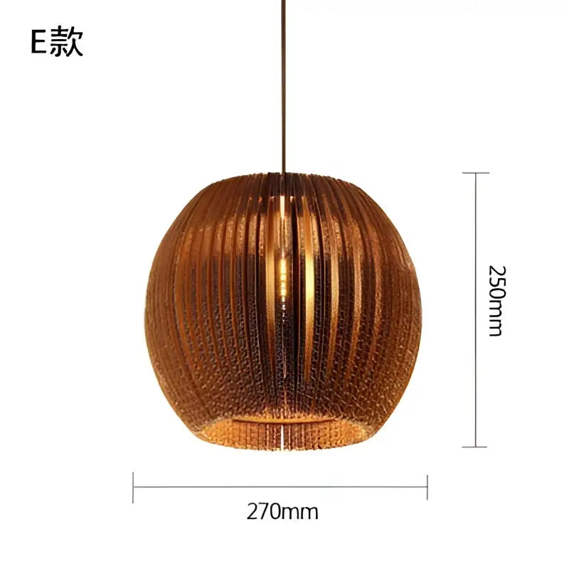 Bronze-colored decorbites™ chinese paper pendant light with woven ribbed design for restaurant and living room use