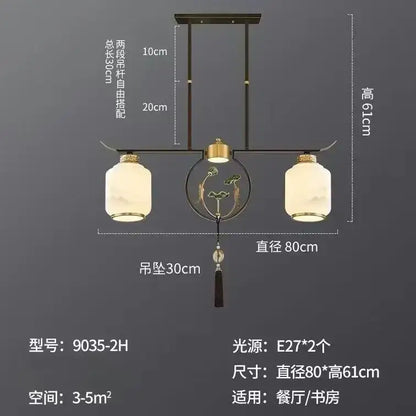 Modern decorbites chinese zen chandelier with frosted glass lanterns and gold lotus metalwork for living room lighting