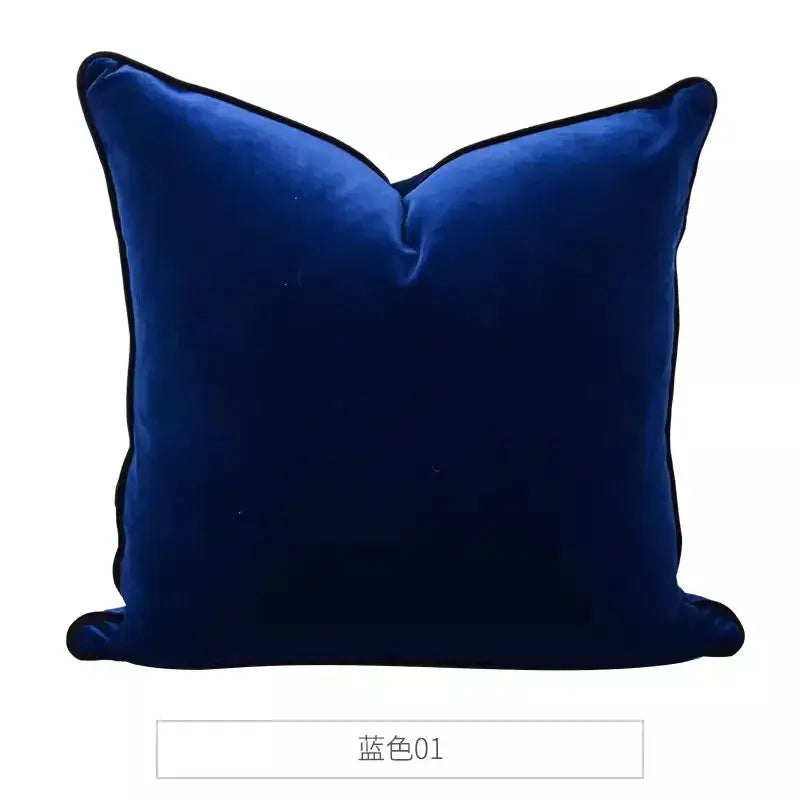 Deep navy blue velvet pillow cover with subtle sheen and plush texture decorbites chinoiserie velvet lumbar 30x50cm