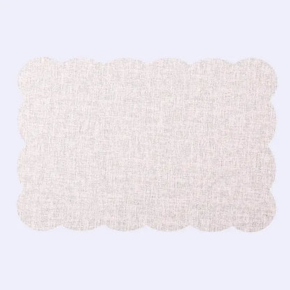 Beige linen decorbites christmas decor placemat with subtle textured weave and scalloped edges for elegant home dining