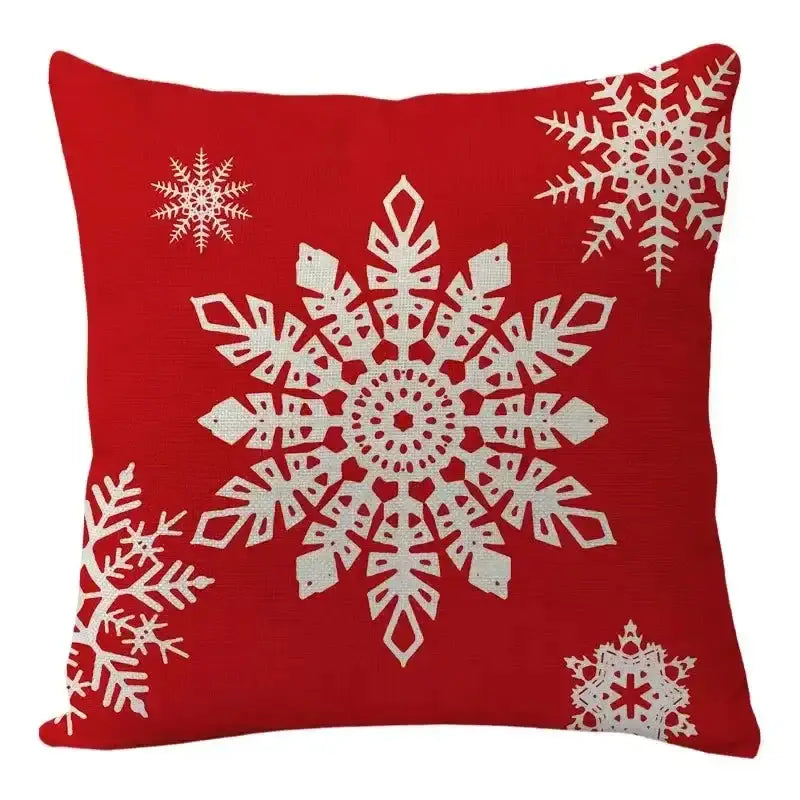 Red throw pillow with white snowflake patterns from decorbites christmas elk pillowcase red letter design collection