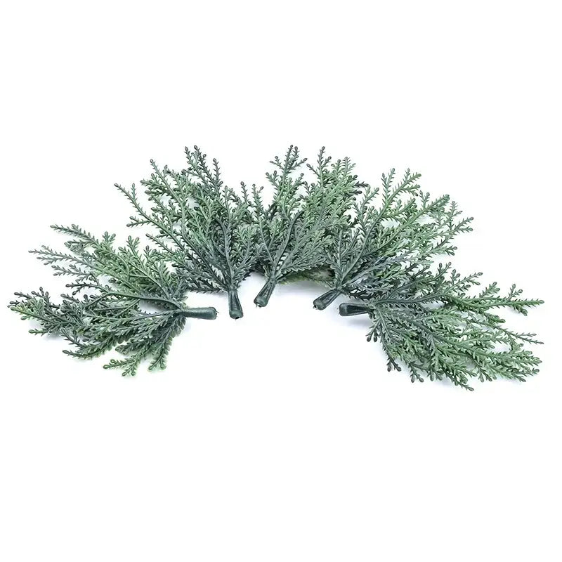 Artificial green foliage sprigs with textured leaves and dark stems for decorbites christmas garland home decor use