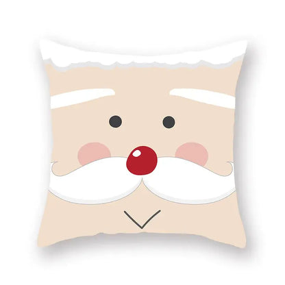 Beige decorbites christmas santa pillowcase 45x45cm featuring cartoon santa elk face for sofa chair decor