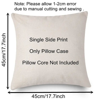 Beige linen pillow cover with single side print featuring santa claus for decorbites christmas snowman festive decor