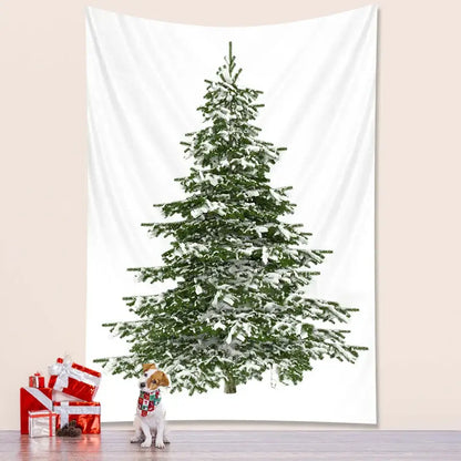 Snow-dusted evergreen christmas tree tapestry from decorbites christmas tree bedroom decoration for festive use