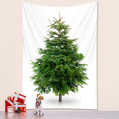 A large green decorbites christmas tree tapestry with realistic pine needles for christmas tree bedroom decoration