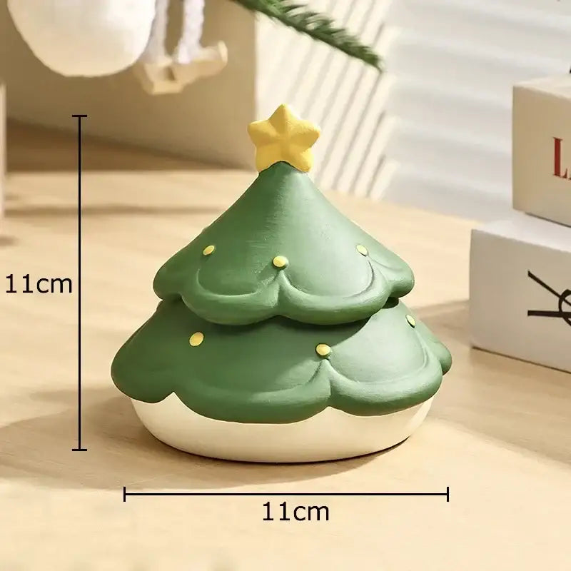 Decorbites christmas tree ceramic ashtray in green with yellow star topper and gold dots measuring 11cm square