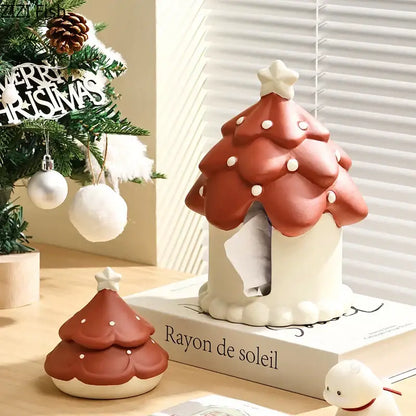 Red and white decorbites christmas tree ceramic ashtray with star on top for office desktop use