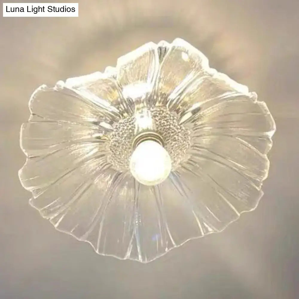 Decorbites classic glass ceiling light fixture with petal design and brass lamp holder for corridors