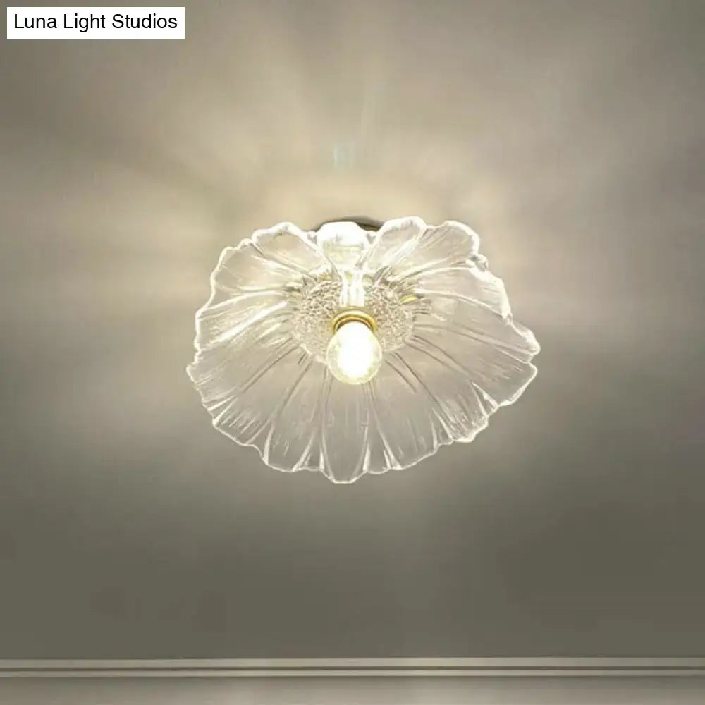 DecorBites classic glass ceiling light fixture with flower shape and brass lamp holder for corridor lighting