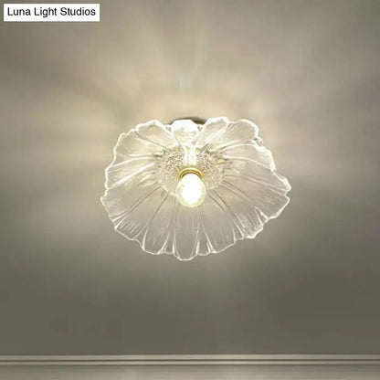 DecorBites classic glass ceiling light fixture with flower shape and brass lamp holder for corridor lighting