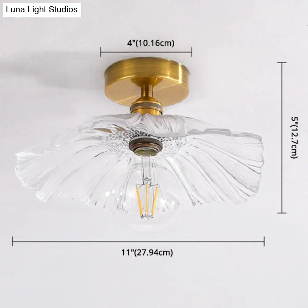 Decorbites™ classic glass ceiling light fixture with brass lamp holder and exposed filament bulb for corridors