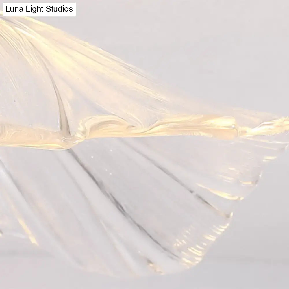 Decorbites™ classic glass ceiling light fixture with brass lamp holder featuring translucent flowing fabric and golden highlights