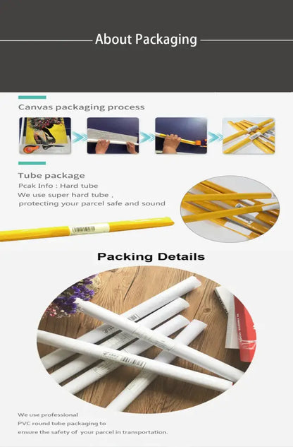 Yellow and white pvc round tubes for packaging decorbites classic tv drama girl art poster canvas