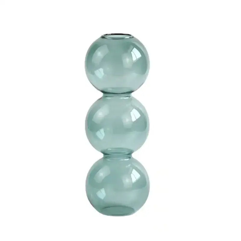 Decorbites™ clear glass bubble vase in translucent teal features three stacked spheres for elegant home decor