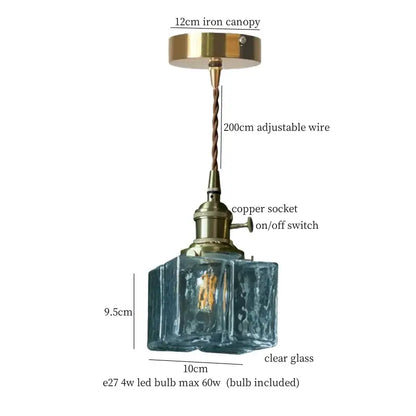 Vintage-style decorbites clear glass led pendant light with brass iron canopy and copper socket for bedroom lighting