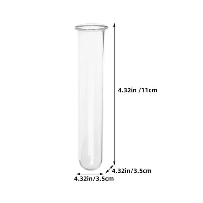 Decorbites clear glass test tube vase measuring 4.32 inches with cylindrical shape and rounded bottom for tube vases