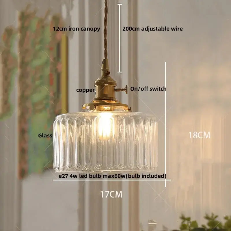 Decorbites clear leaf pendant light with gold textured glass and brass canopy for dining room lighting