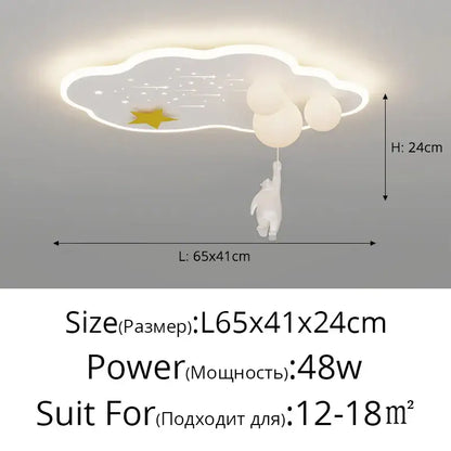 Decorbites cloud airplane chandelier white ceiling light with golden star balloons and polar bear for blue and white bedroom