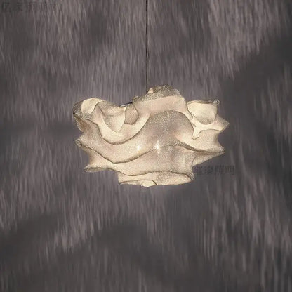 Cream-colored decorbites cloud chandelier sculptural pendant light with textured flowing fabric design for bedroom