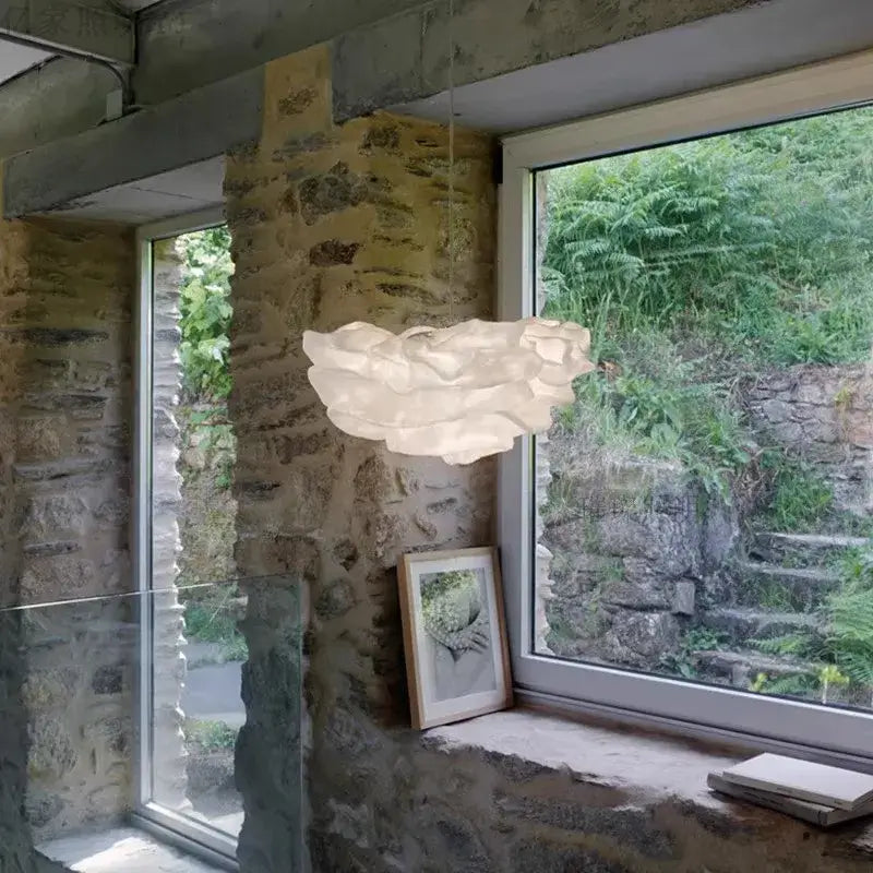 Off-white fabric cloud chandelier pendant light by decorbites featuring a textured sculptural design for bedrooms