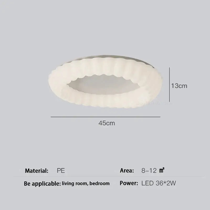 Off-white scalloped-edge decorbites cloud led ceiling light fixture made of pe plastic for bedroom use