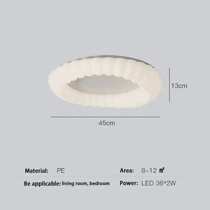 Off-white scalloped-edge decorbites cloud led ceiling light fixture made of pe plastic for bedroom use